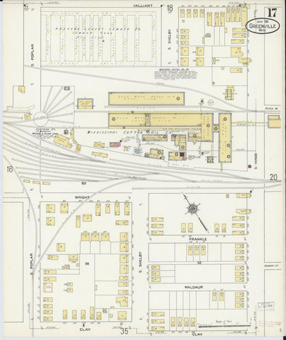 Sanborn Fire Insurance Map from Greenville, Washington County, Mississippi (1911), Sheet #0017 - Complete Map Set gallery image, historic Sanborn map, vintage wall art, Mississippi Mississippi