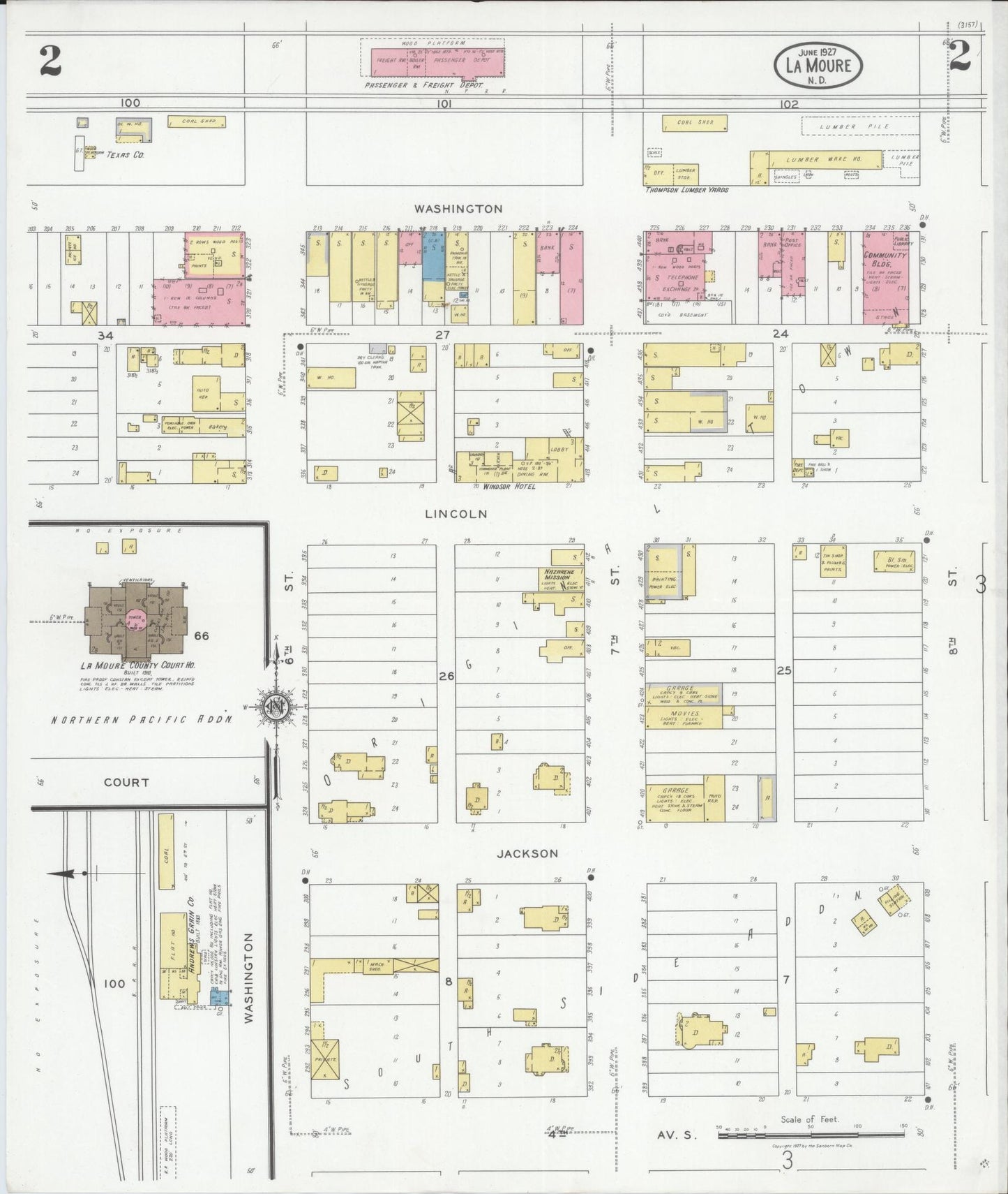 Sanborn Fire Insurance Map from La Moure, La Moure County, North Dakota (1927), Sheet #0002 - Complete Map Set gallery image, historic Sanborn map, vintage wall art, North Dakota North Dakota