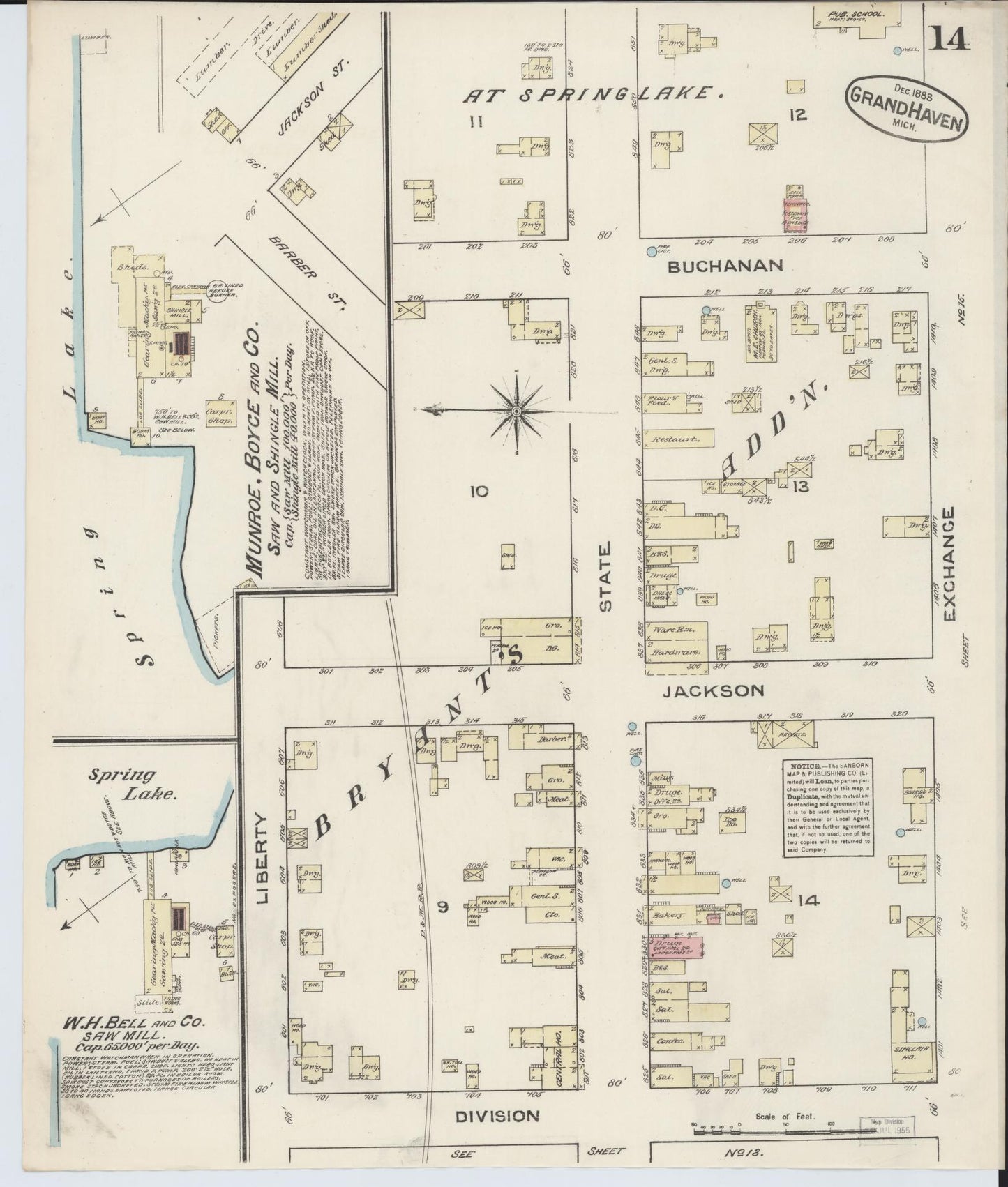 Sanborn Fire Insurance Map from Grand Haven, Ottawa County, Michigan (1883), Sheet #0014 - Complete Map Set gallery image, historic Sanborn map, vintage wall art, Michigan Michigan