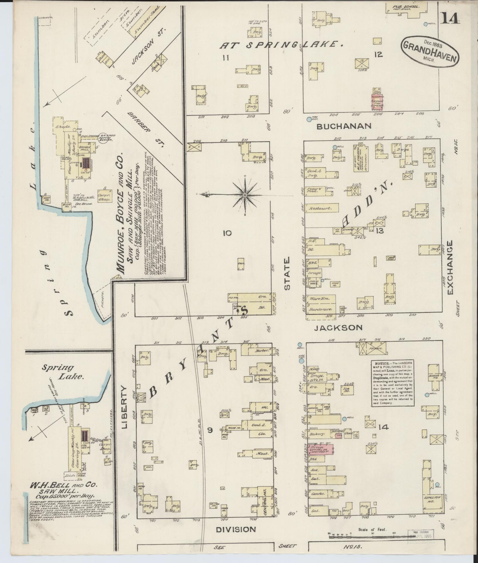 Sanborn Fire Insurance Map from Grand Haven, Ottawa County, Michigan (1883), Sheet #0014 - Complete Map Set gallery image, historic Sanborn map, vintage wall art, Michigan Michigan