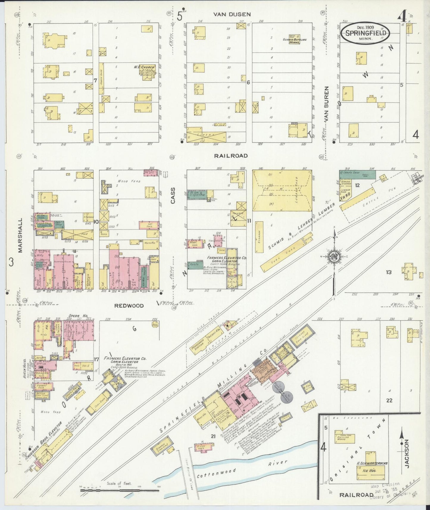 Sanborn Fire Insurance Map from Springfield, Brown County, Minnesota (1909), Sheet #0004 - Complete Map Set gallery image, historic Sanborn map, vintage wall art, Minnesota Minnesota