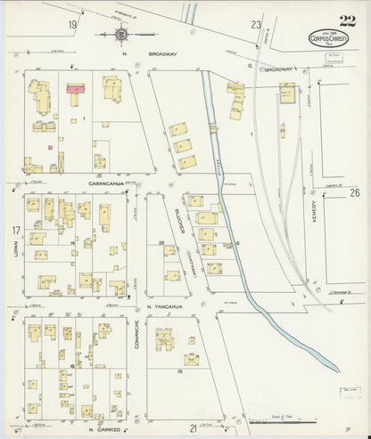 Sanborn Fire Insurance Map from Corpus Christi, Nueces County, Texas (1914), Sheet #0022 - Complete Map Set gallery image, historic Sanborn map, vintage wall art, Texas Texas
