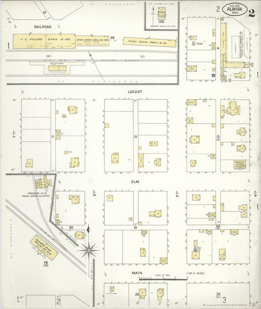 Sanborn Fire Insurance Map from Almira, Lincoln County, Washington (1909), Sheet #0002 - Historic Sanborn Fire Insurance Map Print, vintage old map wall art, antique decor, genealogy gift, Washington Washington map