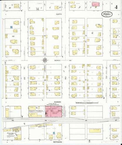 Sanborn Fire Insurance Map from Perry, Dallas County, Iowa (1918), Sheet #0004 - Historic Sanborn Fire Insurance Map Print, vintage old map wall art