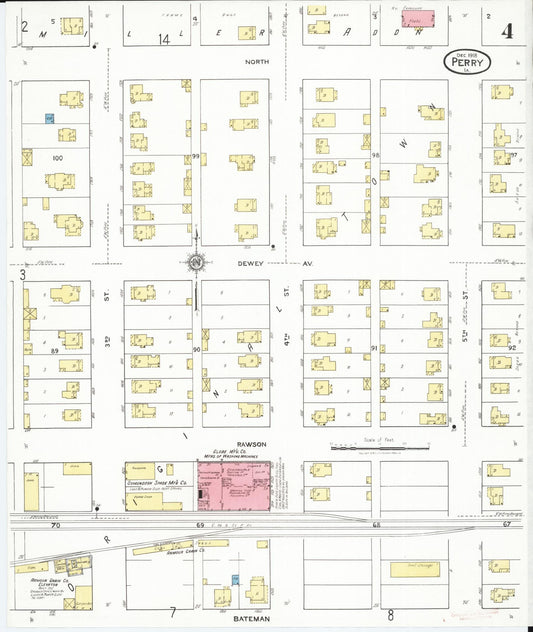 Sanborn Fire Insurance Map from Perry, Dallas County, Iowa (1918), Sheet #0004 - Historic Sanborn Fire Insurance Map Print, vintage old map wall art