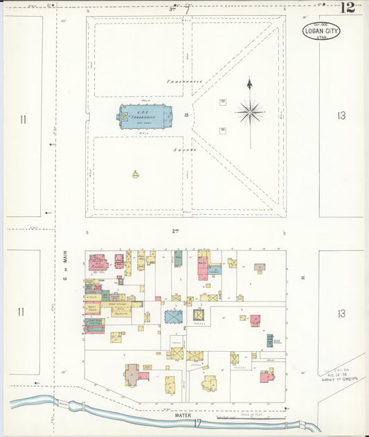 Sanborn Fire Insurance Map from Logan, Cache County, Utah (1900), Sheet #0012 - Historic Sanborn Fire Insurance Map Print, vintage old map wall art, antique decor, genealogy gift, Utah Utah map