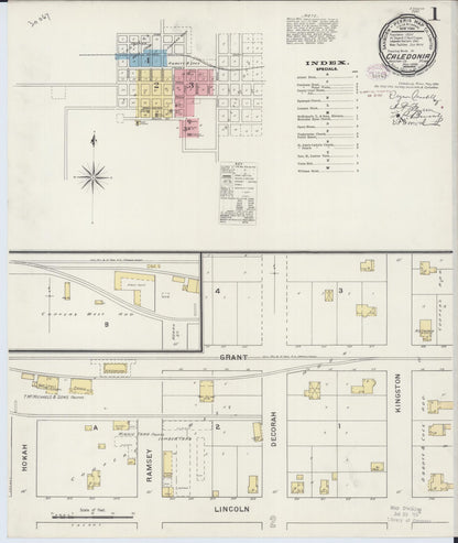 Sanborn Fire Insurance Map from Caledonia, Houston County, Minnesota (1894), Sheet #0001 - Complete Map Set gallery image, historic Sanborn map, vintage wall art, Minnesota Minnesota