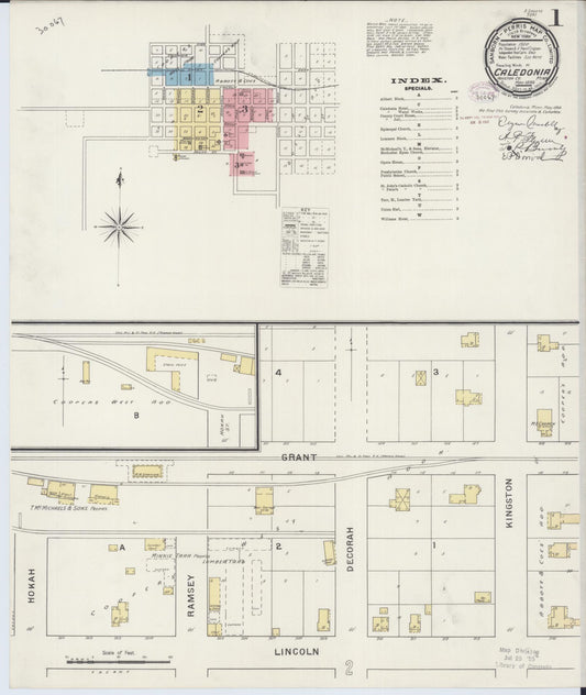 Sanborn Fire Insurance Map from Caledonia, Houston County, Minnesota (1894), Sheet #0001 - Complete Map Set gallery image, historic Sanborn map, vintage wall art, Minnesota Minnesota