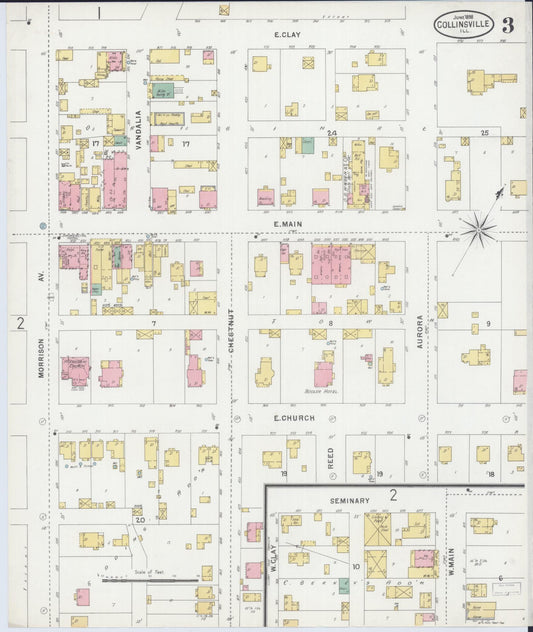 Sanborn Fire Insurance Map from Collinsville, Madison County, Illinois (1898), Sheet #0003 - Historic Sanborn Fire Insurance Map Print, vintage old map wall art, antique decor, genealogy gift, Illinois Illinois map