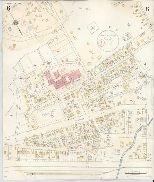 Sanborn Fire Insurance Map from Gladewater, Gregg County, Texas (1938), Sheet #0006 - Historic Sanborn Fire Insurance Map Print, vintage old map wall art, antique decor, genealogy gift, Texas Texas map