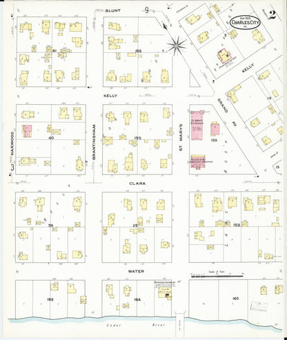 Sanborn Fire Insurance Map from Charles City, Floyd County, Iowa (1909), Sheet #0002 - Historic Sanborn Fire Insurance Map Print