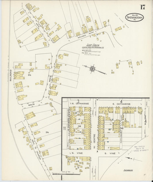 Sanborn Fire Insurance Map from Shenandoah, Schuylkill County, Pennsylvania (1913), Sheet #0017 - Historic Sanborn Fire Insurance Map Print, vintage old map wall art, antique decor, genealogy gift, Pennsylvania Pennsylvania map