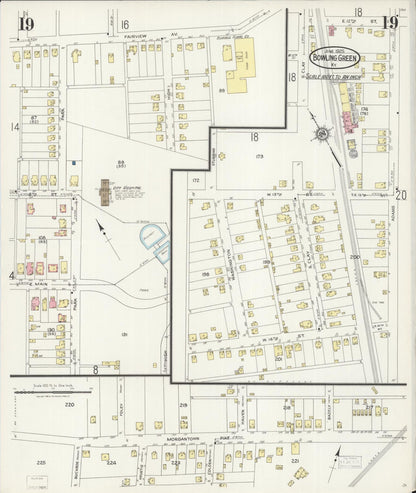Sanborn Fire Insurance Map from Bowling Green, Warren County, Kentucky (1925), Sheet #0019 - Complete Map Set gallery image, historic Sanborn map, vintage wall art, Kentucky Kentucky