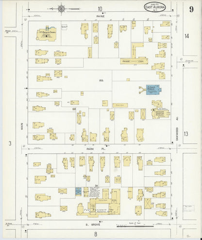 Sanborn Fire Insurance Map from East Aurora, Erie County, New York (1912), Sheet #0009 - Complete Map Set gallery image, historic Sanborn map, vintage wall art, New York New York
