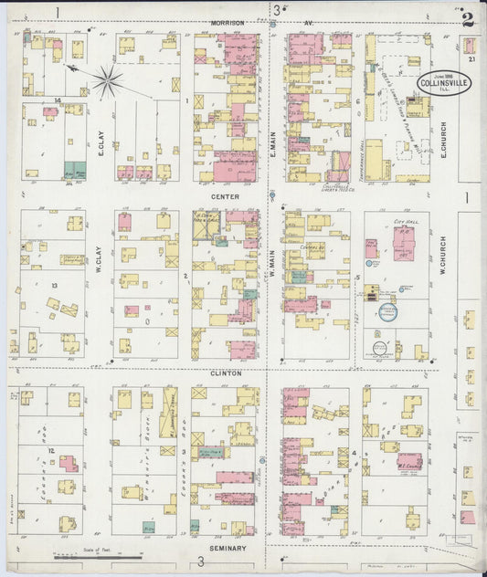 Sanborn Fire Insurance Map from Collinsville, Madison County, Illinois (1898), Sheet #0002 - Historic Sanborn Fire Insurance Map Print, vintage old map wall art, antique decor, genealogy gift, Illinois Illinois map