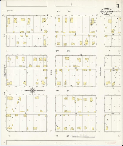 Sanborn Fire Insurance Map from Mapleton, Monona County, Iowa (1915), Sheet #0003 - Historic Sanborn Fire Insurance Map Print, vintage old map wall art