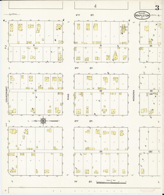 Sanborn Fire Insurance Map from Mapleton, Monona County, Iowa (1915), Sheet #0003 - Historic Sanborn Fire Insurance Map Print, vintage old map wall art