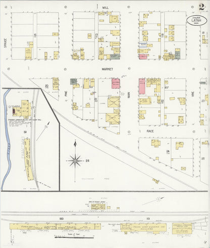 Sanborn Fire Insurance Map from Latah, Spokane County, Washington (1908), Sheet #0002 - Complete Map Set gallery image, historic Sanborn map, vintage wall art, Washington Washington