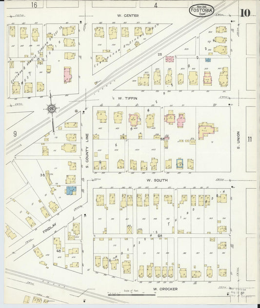 Sanborn Fire Insurance Map from Fostoria, Seneca, Hancock, And Wood Counties, Ohio (1914), Sheet #0010 - Historic Sanborn Fire Insurance Map Print, vintage old map wall art, antique decor, genealogy gift, Ohio Ohio map