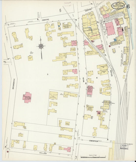Sanborn Fire Insurance Map from Old Town, Penobscot County, Maine (1912), Sheet #0006 - Historic Sanborn Fire Insurance Map Print, vintage old map wall art, antique decor, genealogy gift, Maine Maine map