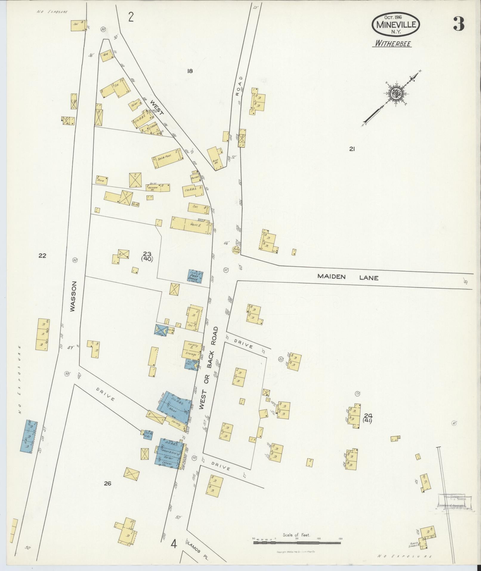 Sanborn Fire Insurance Map from Mineville, Essex County, New York (1916), Sheet #0003 - Historic Sanborn Fire Insurance Map Print, vintage old map wall art, antique decor, genealogy gift, New York New York map