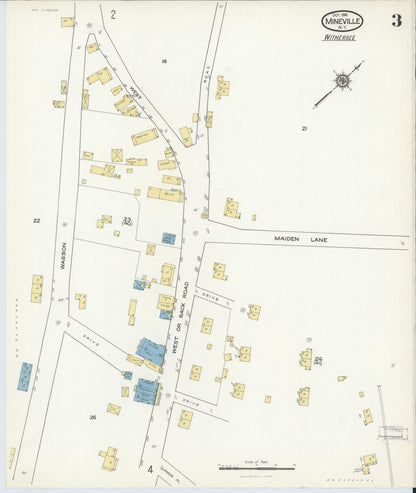 Sanborn Fire Insurance Map from Mineville, Essex County, New York (1916), Sheet #0003 - Historic Sanborn Fire Insurance Map Print, vintage old map wall art, antique decor, genealogy gift, New York New York map