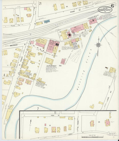 Sanborn Fire Insurance Map from Punxsutawney, Jefferson County, Pennsylvania (1912), Sheet #0006 - Historic Sanborn Fire Insurance Map Print, vintage old map wall art, antique decor, genealogy gift, Pennsylvania Pennsylvania map