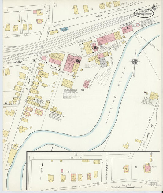 Sanborn Fire Insurance Map from Punxsutawney, Jefferson County, Pennsylvania (1912), Sheet #0006 - Historic Sanborn Fire Insurance Map Print, vintage old map wall art, antique decor, genealogy gift, Pennsylvania Pennsylvania map