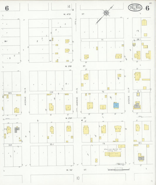 Sanborn Fire Insurance Map from Del Rio, Val Verde County, Texas (1930), Sheet #0006 - Historic Sanborn Fire Insurance Map Print, vintage old map wall art, antique decor, genealogy gift, Texas Texas map