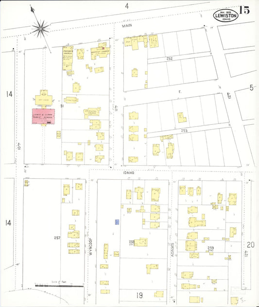 Sanborn Fire Insurance Map from Lewiston, Nez Perce County, Idaho (1909), Sheet #0015 - Historic Sanborn Fire Insurance Map Print, vintage old map wall art, antique decor, genealogy gift, Idaho Idaho map