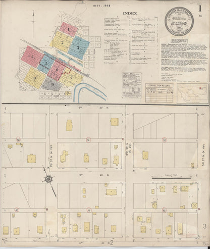 Sanborn Fire Insurance Map from Glasgow, Valley County, Montana (1937), Sheet #0001 - Complete Map Set gallery image, historic Sanborn map, vintage wall art, Montana Montana