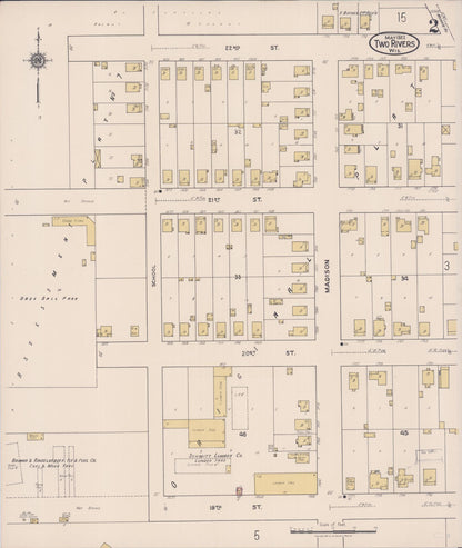 Sanborn Fire Insurance Map from Two Rivers, Manitowoc County, Wisconsin (1922), Sheet #0002 - Complete Map Set gallery image, historic Sanborn map, vintage wall art, Wisconsin Wisconsin