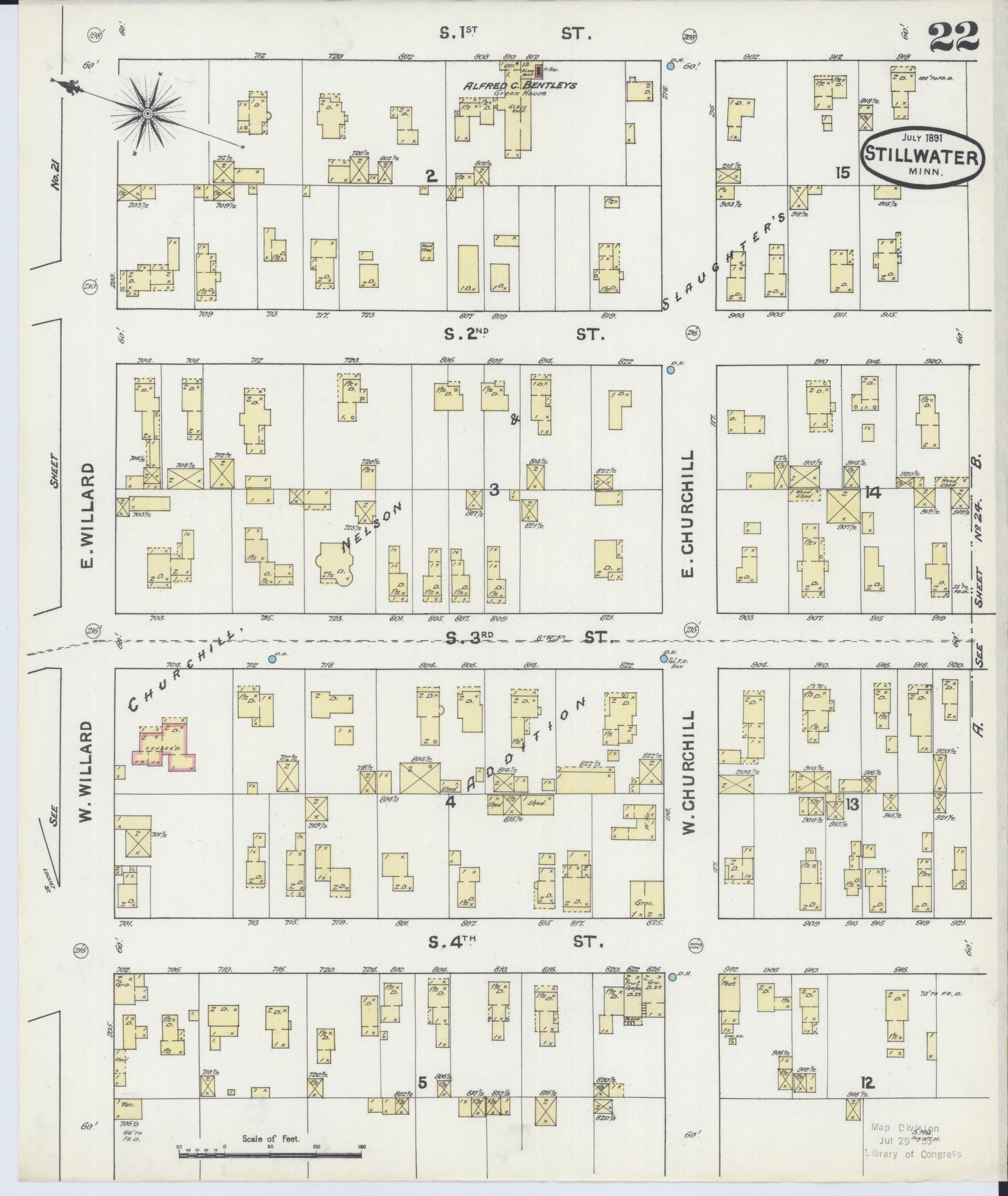 Sanborn Fire Insurance Map from Stillwater, Washington County, Minnesota (1891), Sheet #0022 - Historic Sanborn Fire Insurance Map Print, vintage old map wall art, antique decor, genealogy gift, Minnesota Minnesota map