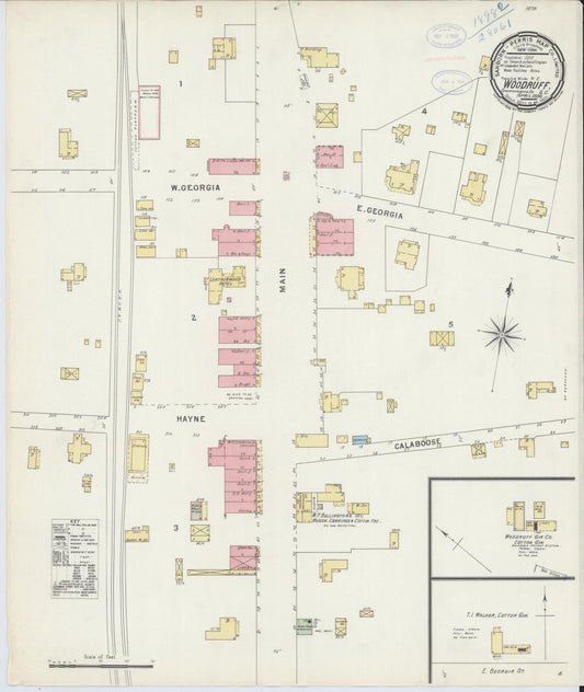 Sanborn Fire Insurance Map from Woodruff, Spartanburg County, South Carolina (1898), Sheet #0001 - Historic Sanborn Fire Insurance Map Print, vintage old map wall art, antique decor, genealogy gift, South Carolina South Carolina map