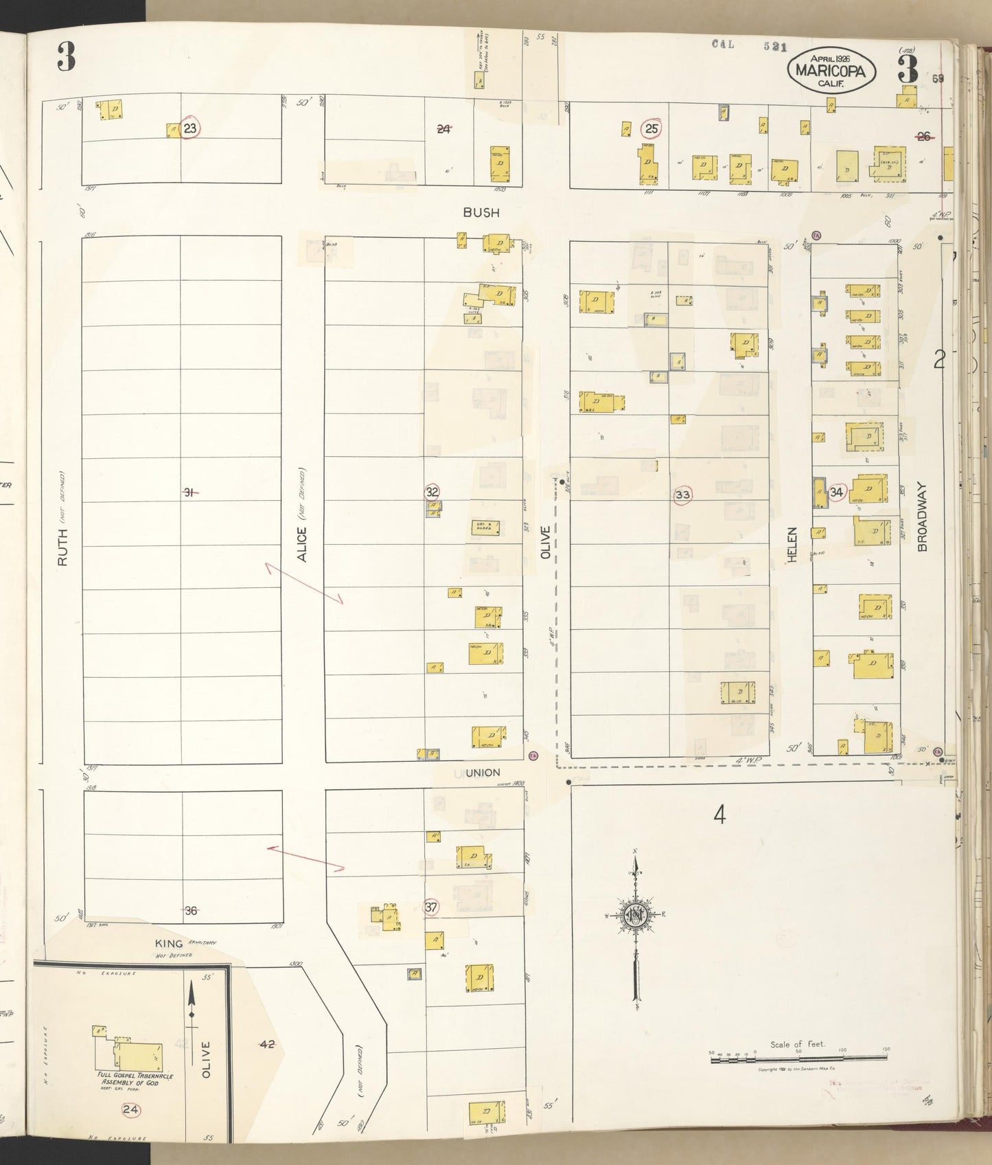 Sanborn Fire Insurance Map from Maricopa, Kern County, California (1942), Sheet #0003 - Complete Map Set gallery image, historic Sanborn map, vintage wall art, California California