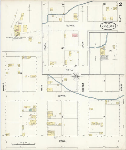 Sanborn Fire Insurance Map from Colville, Stevens County, Washington (1891), Sheet #0002 - Complete Map Set gallery image, historic Sanborn map, vintage wall art, Washington Washington