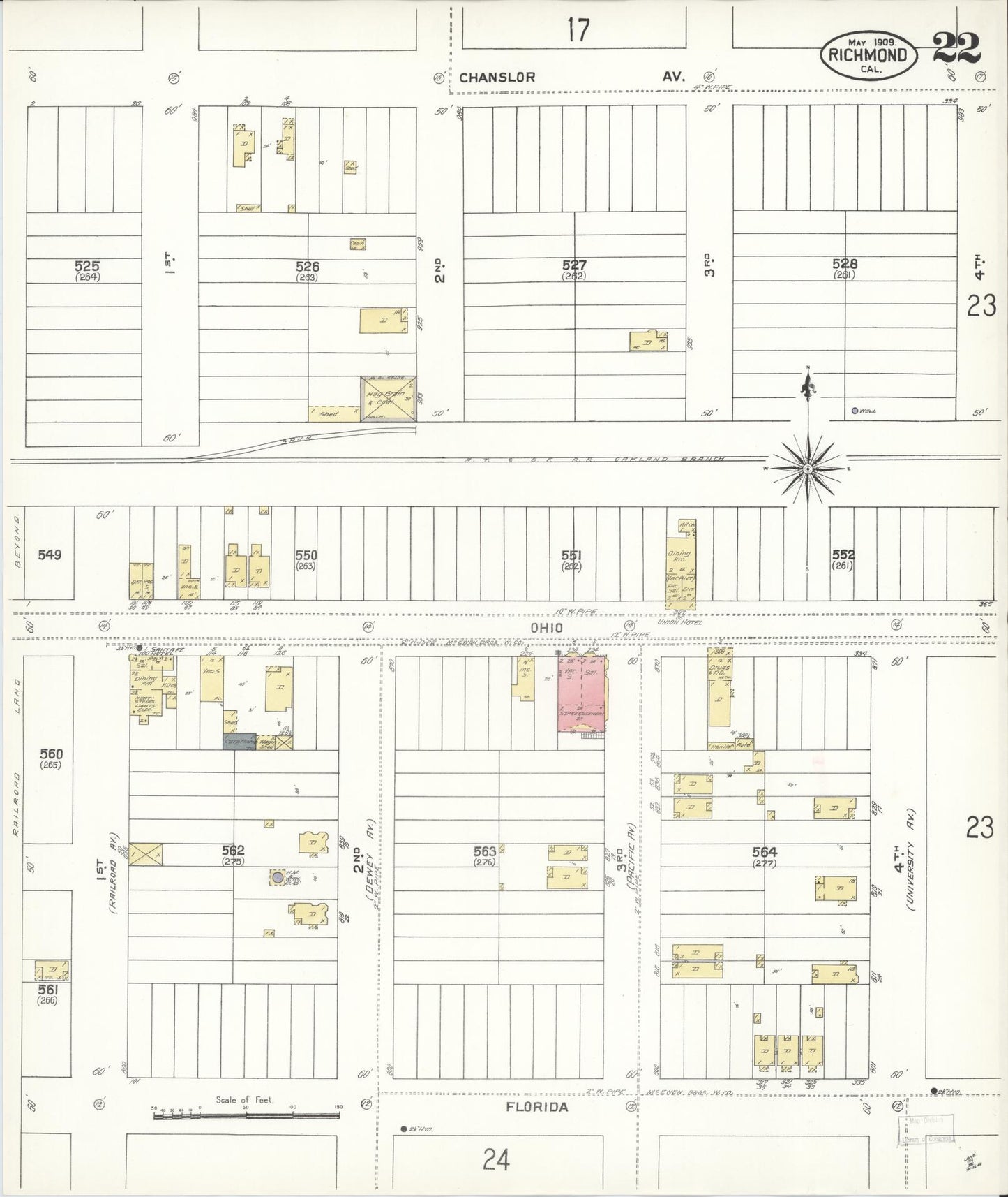 Sanborn Fire Insurance Map from Richmond, Contra Costa County, California (1909), Sheet #0022 - Complete Map Set gallery image, historic Sanborn map, vintage wall art, California California