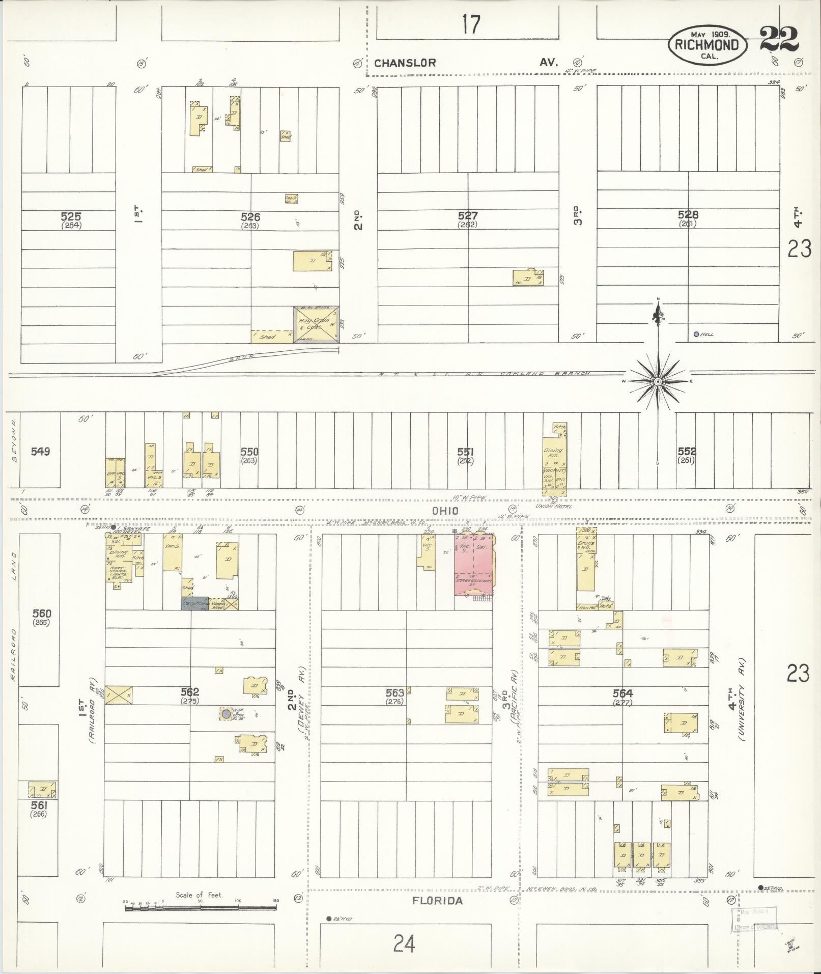 Sanborn Fire Insurance Map from Richmond, Contra Costa County, California (1909), Sheet #0022 - Complete Map Set gallery image, historic Sanborn map, vintage wall art, California California