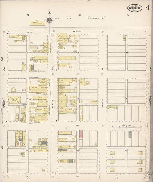 Sanborn Fire Insurance Map from Whitefish, Flathead County, Montana (1910), Sheet #0004 - Historic Sanborn Fire Insurance Map Print, vintage old map wall art, antique decor, genealogy gift, Montana Montana map