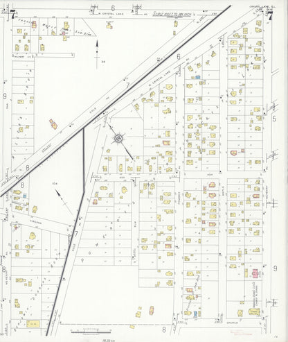 Sanborn Fire Insurance Map from Crystal Lake, McHenry County, Illinois (1936), Sheet #0007 - Historic Sanborn Fire Insurance Map Print, vintage old map wall art, antique decor, genealogy gift, Illinois Illinois map