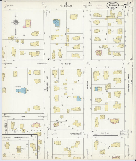 Sanborn Fire Insurance Map from Ripon, Fond du Lac County, Wisconsin (1913), Sheet #0007 - Historic Sanborn Fire Insurance Map Print, vintage old map wall art, antique decor, genealogy gift, Wisconsin Wisconsin map