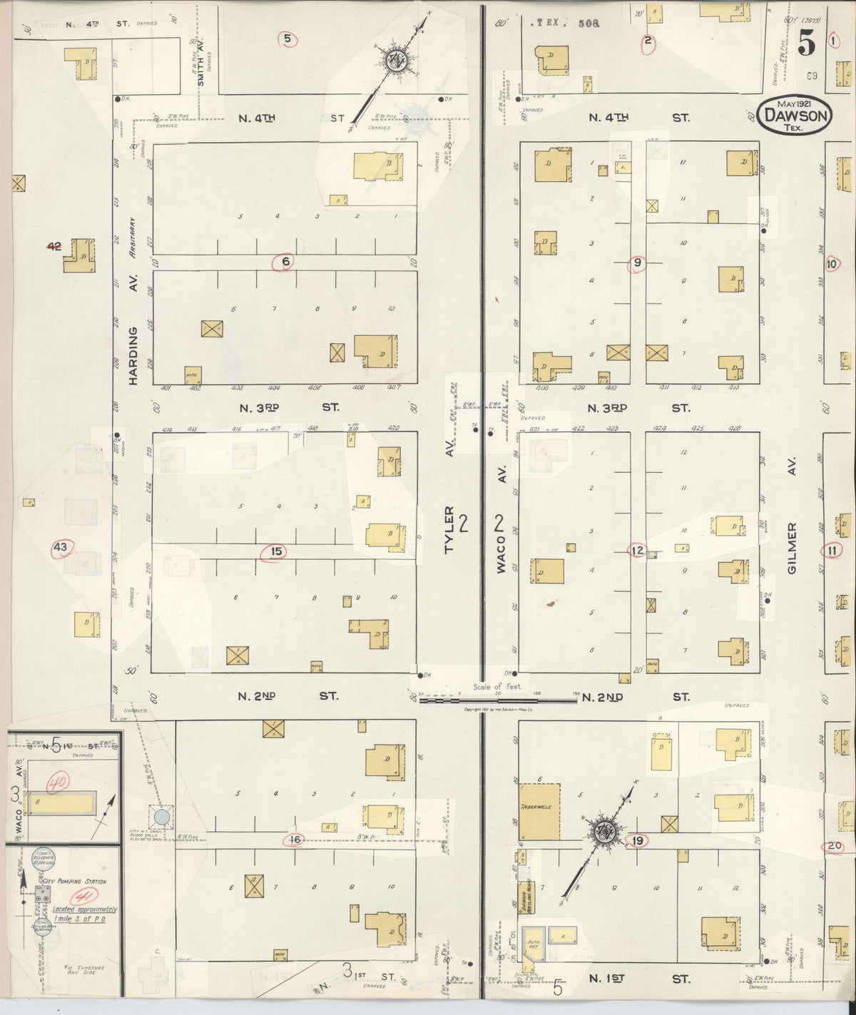 Sanborn Fire Insurance Map from Dawson, Navarro County, Texas (1943), Sheet #0005 - Complete Map Set gallery image, historic Sanborn map, vintage wall art, Texas Texas