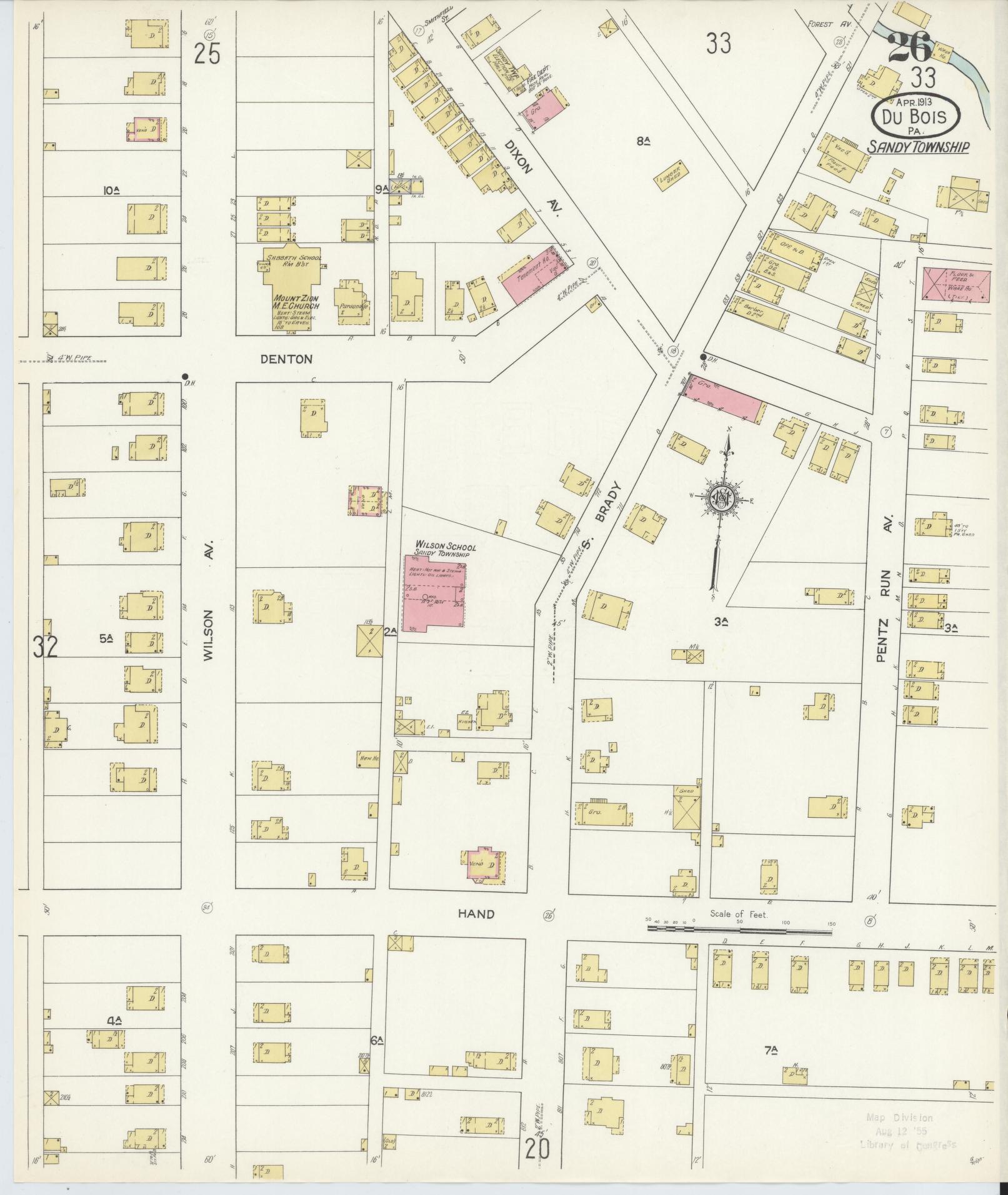 Sanborn Fire Insurance Map from Du Bois, Clearfield County, Pennsylvania (1913), Sheet #0026 - Historic Sanborn Fire Insurance Map Print, vintage old map wall art, antique decor, genealogy gift, Pennsylvania Pennsylvania map