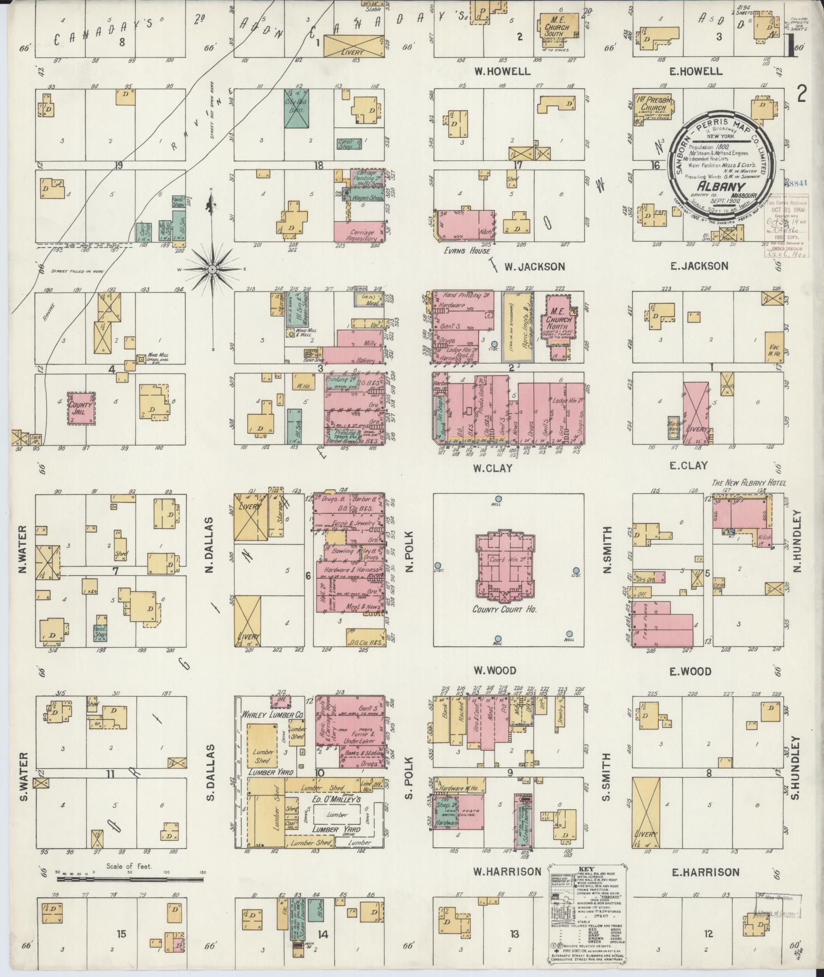 Sanborn Fire Insurance Map from Albany, Gentry County, Missouri (1900), Sheet #0001 - Complete Map Set gallery image, historic Sanborn map, vintage wall art, Missouri Missouri