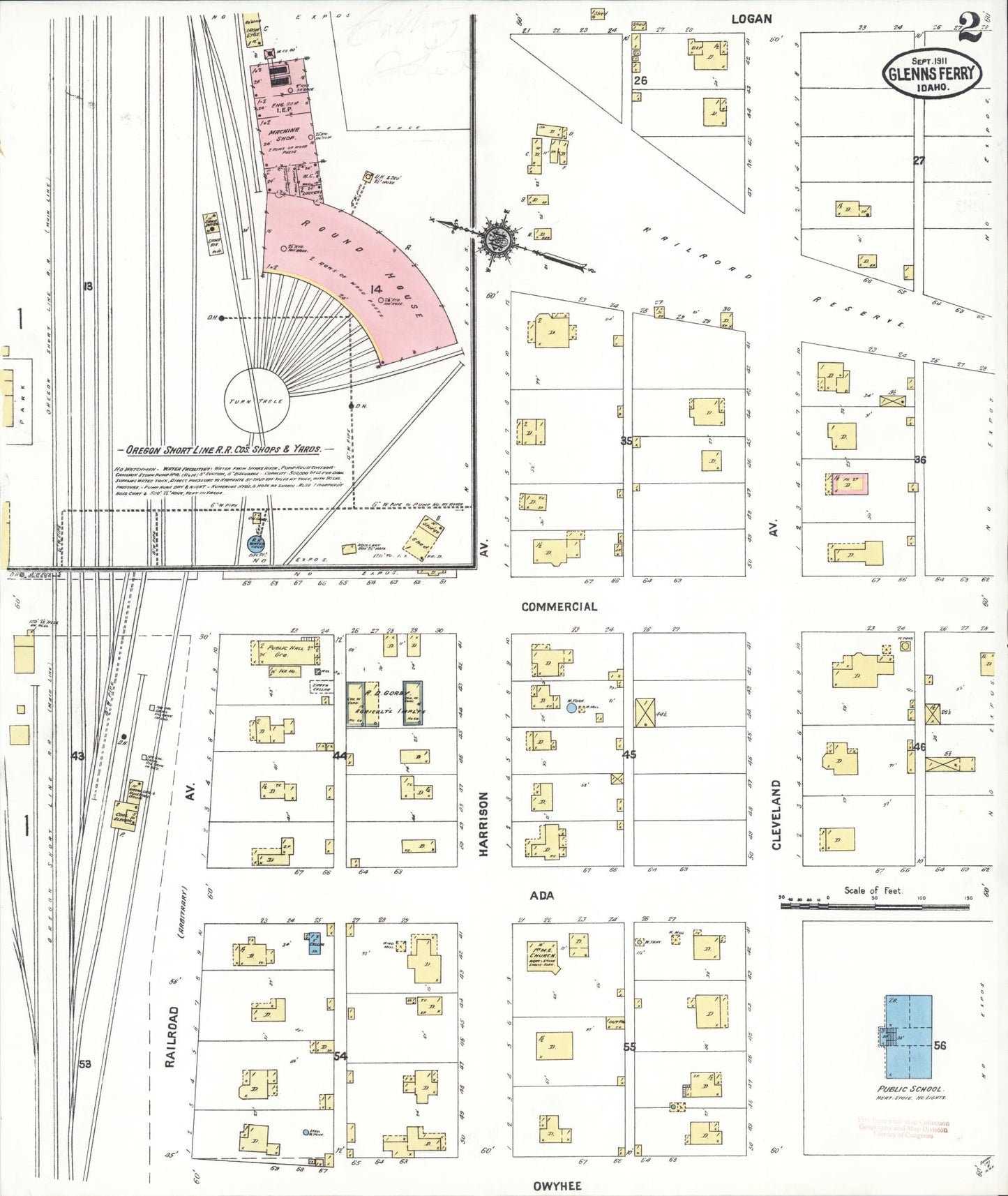 Sanborn Fire Insurance Map from Glenns Ferry, Elmore County, Idaho (1911), Sheet #0002 - Historic Sanborn Fire Insurance Map Print, vintage old map wall art, antique decor, genealogy gift, Idaho Idaho map