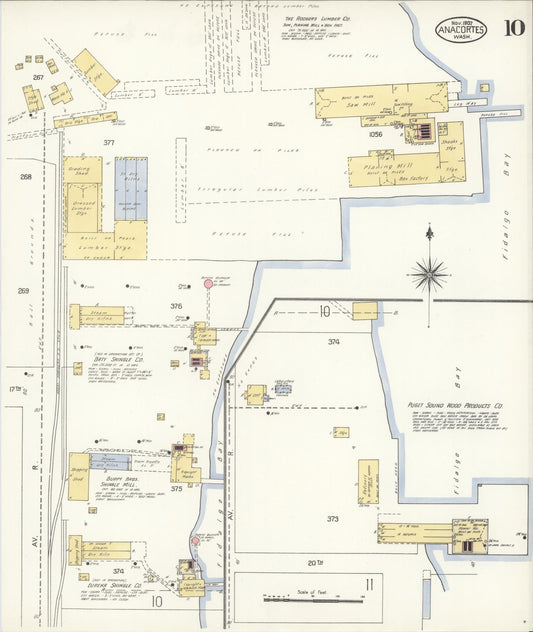 Sanborn Fire Insurance Map from Anacortes, Skagit County, Washington (1907), Sheet #0010 - Historic Sanborn Fire Insurance Map Print, vintage old map wall art, antique decor, genealogy gift, Washington Washington map