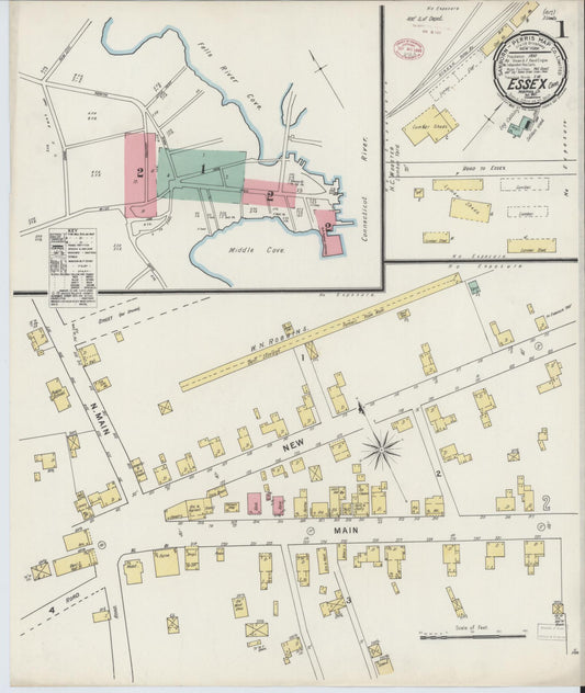 Sanborn Fire Insurance Map from Essex, Middlesex County, Connecticut (1895), Sheet #0001 - Complete Map Set gallery image, historic Sanborn map, vintage wall art, Connecticut Connecticut