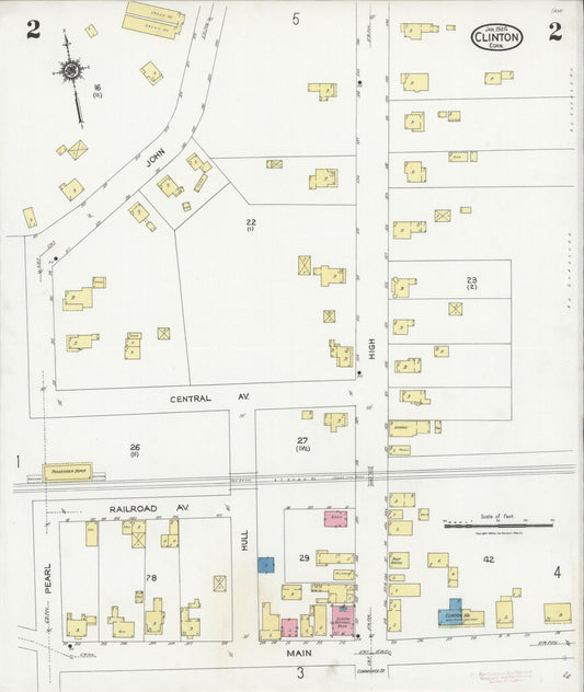 Sanborn Fire Insurance Map from Clinton, Middlesex County, Connecticut (1924), Sheet #0002 - Historic Sanborn Fire Insurance Map Print, vintage old map wall art, antique decor, genealogy gift, Connecticut Connecticut map