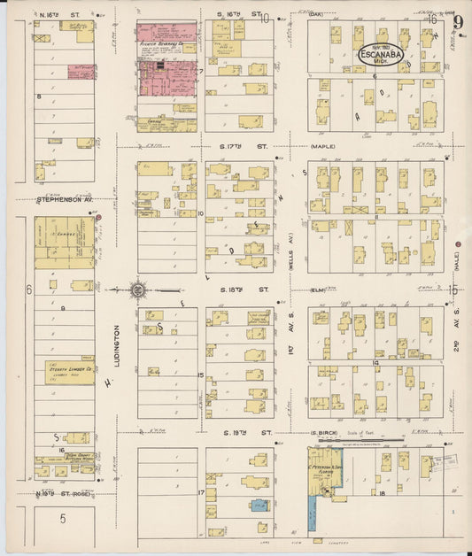 Sanborn Fire Insurance Map from Escanaba, Delta County, Michigan (1921), Sheet #0009 - Historic Sanborn Fire Insurance Map Print, vintage old map wall art, antique decor, genealogy gift, Michigan Michigan map