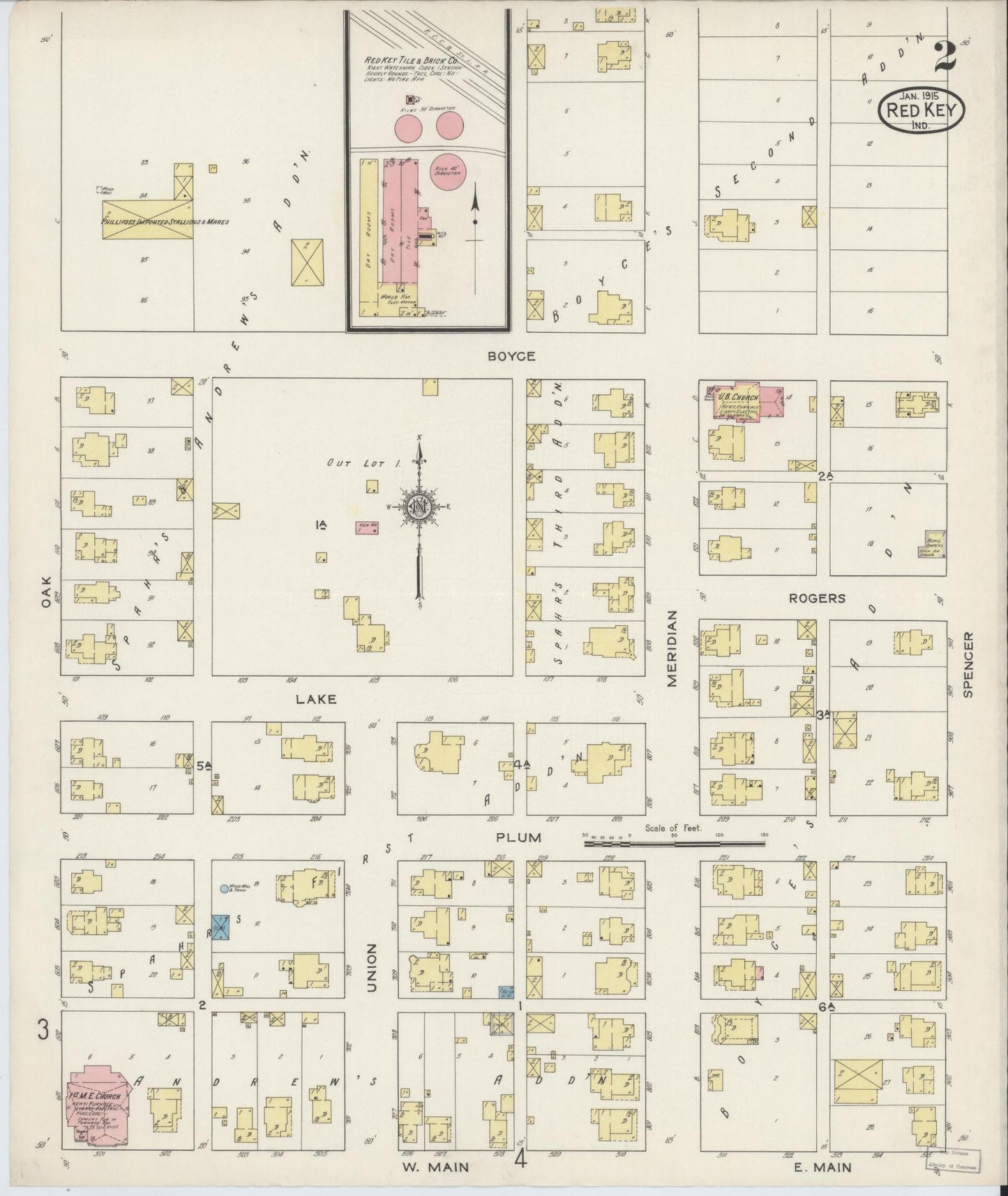 Sanborn Fire Insurance Map from Redkey, Jay County, Indiana (1915), Sheet #0002 - Complete Map Set gallery image, historic Sanborn map, vintage wall art, Indiana Indiana
